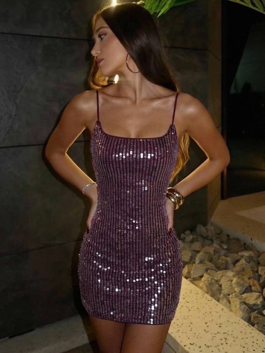Aloruh Women's Elegant Sexy Sequin Embroidered Bodycon Mini Dress,Women's Halloween Costume,Christmas Dress,Homecoming Dress,Festival Outfits For Women