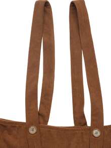 Celisse Jumpsuit Wanita Elegan Musim Gugur dan Dingin Cokelat Corduroy Bertekstur Rusuk, Gaya Overall untuk Natal Hari Nasional Arab Saudi Pesta Tahun Baru Perjalanan Kerja & Jalan-jalan - Coffee Brown - View 5