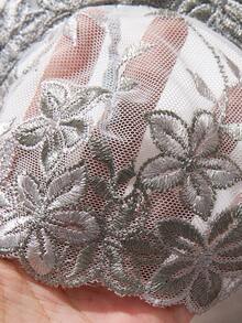 SHEIN 2pcs/Set Pink Romantic Women's Underwear Padded Lingerie Bra & Panty Set - Grey - View 5