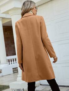 GlowEve CURVE Mantel Panjang Wanita Ukuran Besar untuk Musim Gugur/Dingin, Gaya Komuter, Nyaman, Kasual, Elegan, Cerdas, Bisnis, Serbaguna, Warna Cokelat Muda, Cocok untuk Semua Acara, Formal Kantor - Khaki - View 2