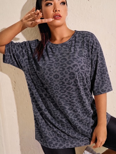 SHEIN Rhythm Era Casual Versatile Pink Plus Size Crew Neck Lightweight Sports Top