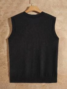 Mainfolk Men Cable Knit Sweater Vest, Vacation, Father's Day Gifts - Black - View 2
