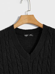 Mainfolk Men Cable Knit Sweater Vest, Vacation, Father's Day Gifts - Black - View 4