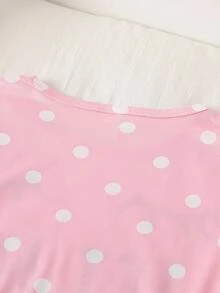 青少年女孩波點睫毛與標語圖案睡衣套裝 - 彩色 - 查看 4