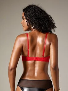 DreamPoppy 1pc Sexy Underwire Half Cup Bra - Red - View 2