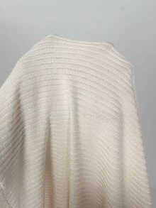 SHEIN Vintage Fashion Elegant Gold Button Decor Casual Commute Waist-Cinching A-Line Long Sleeve Knit Ribbed Thickened Women's Dress - Apricot - View 8