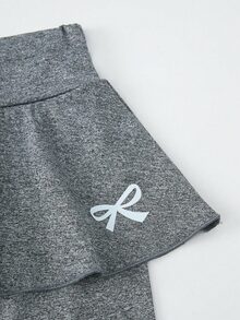 2件組女童休閒優雅公主風蝴蝶結與蝴蝶圖案印花裙子＋內搭褲套裝，適用春季、秋季、夏季、假日、旅行 - 玫紅色 - 查看 5