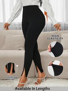SHEIN PETITE CURVE 大尺碼女款長褲內搭褲衣物 美國高個女款夏季套裝 節慶穿搭 夏季衣物 電音節穿搭 長款女裙 婚禮接待禮服 夏季女裙 - 黑色 - 查看 1