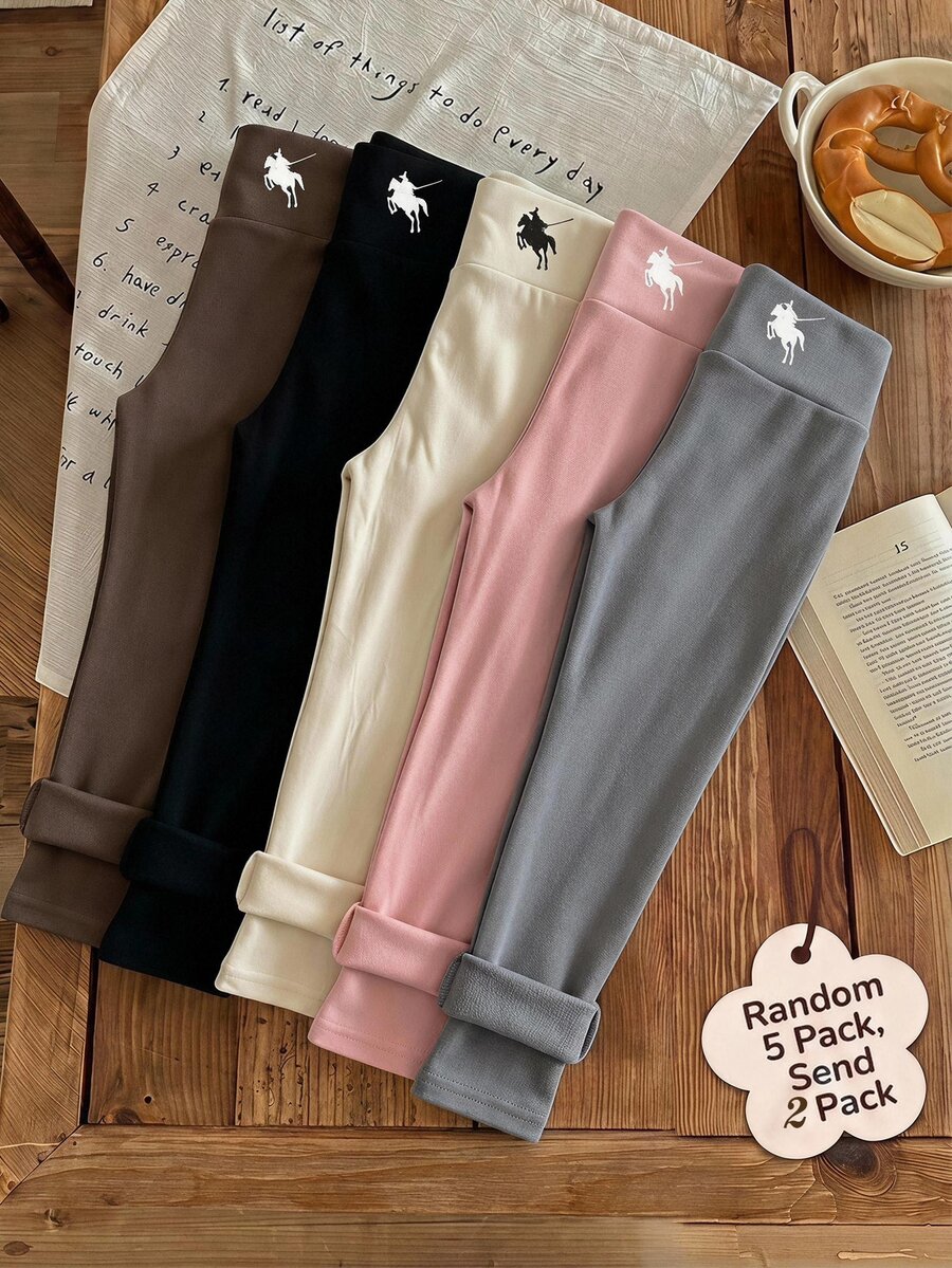 SHEIN 女童小女孩冬季休閒百搭保暖內裡內搭褲 - 彩色 - 查看 1