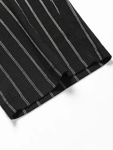 STEELVANCE Men's Drawstring Waist Striped Casual Daily Travel Sports Long Pants - Black - View 3