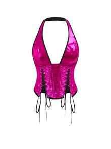 AltBold Women's Fashion Pioneer Shiny Reflective Fabric Single Piece Bustier - Multicolor - View 4