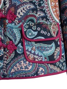 Nöista Chinese-Style Paisley Short Jacket Chinese Knot Buttons. Fitted Silhouette, Retro Glamorous,Fall/Winter, Going Out, Elegant Party. - Black - View 10