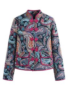 Nöista Chinese-Style Paisley Short Jacket Chinese Knot Buttons. Fitted Silhouette, Retro Glamorous,Fall/Winter, Going Out, Elegant Party. - Black - View 7