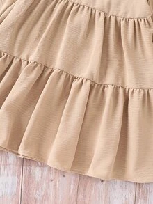 SHEIN 兒童女童 2件組 梭織素色印花背心與圓領休閒洋裝套裝 - 白色 - 查看 9