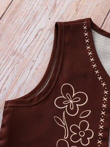 SHEIN 兒童女童 2件組 梭織素色印花背心與圓領休閒洋裝套裝 - 白色 - 查看 8