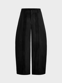 SWAVVY Men's Casual Button Pleated Pants For Daily Office Wear - Black - View 7