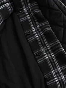 Sweetra Autumn/Winter Fashion Hot Girl College Style Patchwork Design American Retro Layered 2 In 1 Cool Black-Tone Minimalist Versatile Women's Cotton Padded Coat - Black - View 6