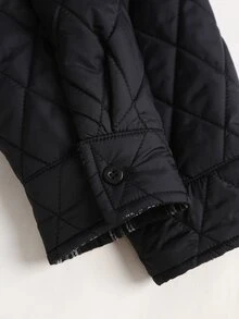 Sweetra Autumn/Winter Fashion Hot Girl College Style Patchwork Design American Retro Layered 2 In 1 Cool Black-Tone Minimalist Versatile Women's Cotton Padded Coat - Black - View 7