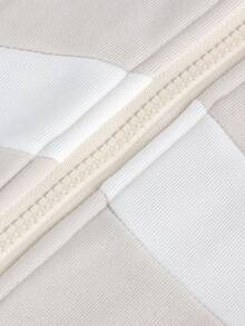 SHEIN Setelan Hamil 2 Potong Kasual Longgar Kerah Tegak Warna Aprikot & Putih (Jaket Sweatshirt dengan Pinggang Elastis yang Dapat Diatur dan Penyangga Perut Bergaris), Celana Panjang Warna Aprikot & Putih (Jaket Sweatshirt) - Aprikot - View 11