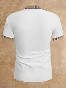 Mainfolk Men's Knight Embroidery Short Sleeve Polo Shirt, Johnny Collar Pullover, Casual Tee, Summer Vacation Gifts, Football - White - View 1