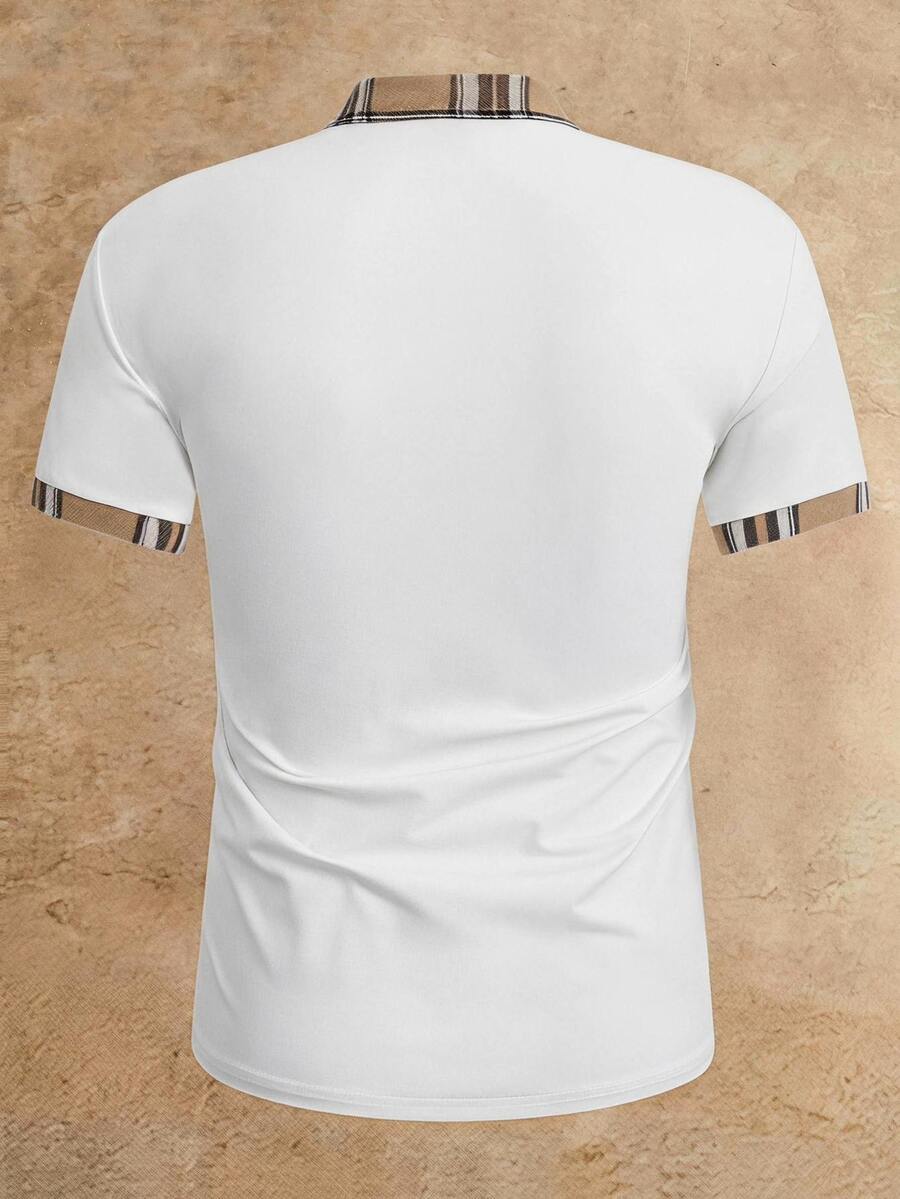 Mainfolk Men's Knight Embroidery Short Sleeve Polo Shirt, Johnny Collar Pullover, Casual Tee, Summer Vacation Gifts, Football - White - View 1