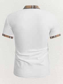 Mainfolk Men's Knight Embroidery Short Sleeve Polo Shirt, Johnny Collar Pullover, Casual Tee, Summer Vacation Gifts, Football - White - View 7
