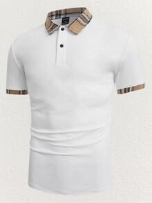 Mainfolk Men's Knight Embroidery Short Sleeve Polo Shirt, Johnny Collar Pullover, Casual Tee, Summer Vacation Gifts, Football - White - View 6