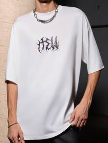 Salvatore Castaldo Salvatore Castaldo Men's Summer Gothic Graphic Print Round Neck Short Sleeve Casual T-Shirt, Emo, For Fall, 2000s Style - White - View 3