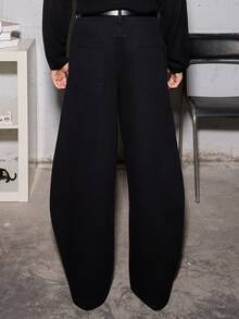 Salvatore Castaldo Salvatore Castaldo 1pc Men's Retro Style Black Loose Wide Leg Flared Jeans - Black - View 6