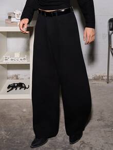 Salvatore Castaldo Salvatore Castaldo 1pc Men's Retro Style Black Loose Wide Leg Flared Jeans - Black - View 3