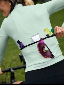 SHEIN Sports 女士立领拉链休闲百搭日常户外骑行长袖上衣 - 綠色 - 查看 4