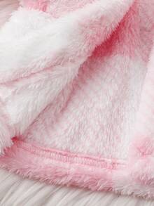 SHEIN 秋冬新生兒浴袍 粉色格紋印花元素雙面極地絨睡衣 - 粉色 - 查看 7