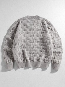ROMWE MEN Men's Special Texture Artistic Beaded Loose Sweater - Light Grey - View 3