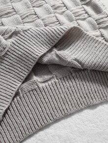 ROMWE MEN Men's Special Texture Artistic Beaded Loose Sweater - Light Grey - View 8