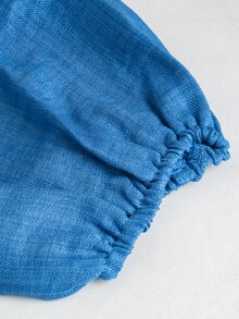 SHEIN فستان أمومة أزرق بياقة مكشكشة للربيع/الخريف، فستان بأكمام طويلة وربطة أمامية مع ضيق الخصر، مناسب للارتداء اليومي والتسوق والعطلات والسفر والتنقل والمناسبات الأخرى - الأزرق - مشاهدة 9