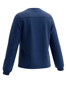 TaskEZ Jaket Seragam Medis Lengan Panjang Warna Biru Tua dengan Manset Bergaris, Kerah Bulat, Banyak Saku, Praktis dan Nyaman - Biru - View 4
