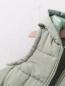 SHEIN Jaket Tanpa Lengan Berkerudung Modis untuk Anak Laki-Laki, Musim Gugur/Musim Dingin, Rompi Puffer - Mint Green - View 4