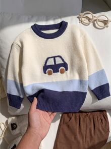 Genkimix Kids Baby Boy Autumn/Winter Fashion Striped Color Block Half-Button Knit Sweater Long Sleeve - Multicolor - View 8