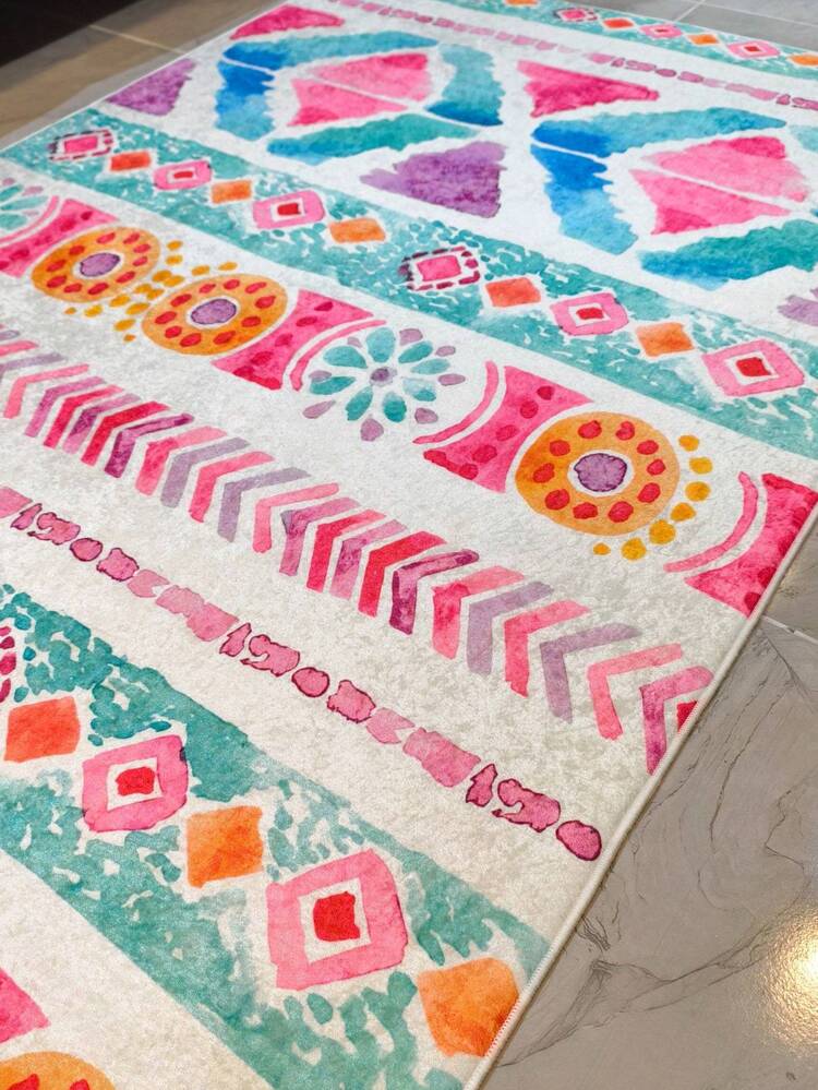 Non-Slip, Washable, Digitally Printed Rug, Runner, Kitchen Rug - Coral Pink - View 5