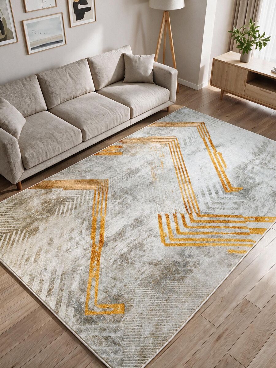Non-Slip, Washable, Digitally Printed Rug, Runner, Kitchen Rug - Mustard Yellow - View 1