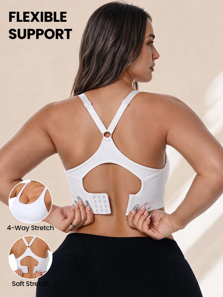 SHEIN Unity Plus Size Women Solid Color Racerback Sports Bra