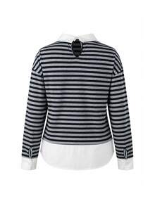 SHEIN Maternity Sweatshirt, Collared Long Sleeve Casual Top, Autumn/Winter Style - Black - View 5