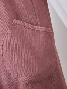 SHEIN Tween Girls Fall Winter Elegant Thermal Peter Pan Collar Top And Sleeveless Soft Solid Corduroy A-Line Long Dress 2pc Set Outfit For Casual Holiday - Dusty Pink - View 6