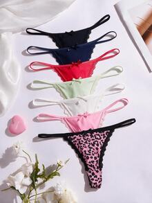 Bare Chapter Women's Lace Patchwork Thong Panties 7-Piece Set - Multicolor - View 4