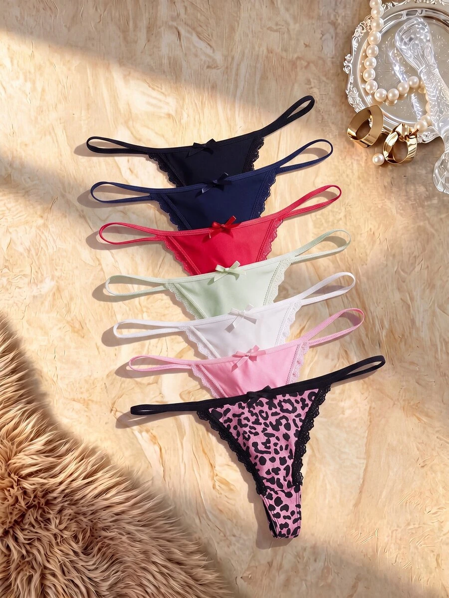 Bare Chapter Women's Lace Patchwork Thong Panties 7-Piece Set - Multicolor - View 1