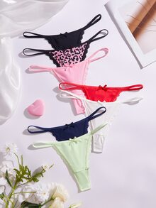 Bare Chapter Women's Lace Patchwork Thong Panties 7-Piece Set - Multicolor - View 6