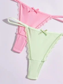 Bare Chapter Women's Lace Patchwork Thong Panties 7-Piece Set - Multicolor - View 7