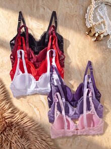 DesireSculpt 7pcs/Set Sexy Lace Women's Lingerie Bra Thin Minimalist Bra - Multicolor - View 2