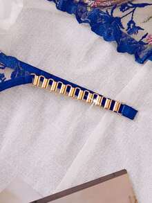 Bare Chapter 2pcs Embroidered Women's Lingerie Set - Royal Blue - View 6