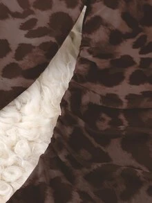 Juhart Body de manga larga con hombros recortados y estampado de leopardo en malla para mujer de talla grande - Marrón - Ver 6
